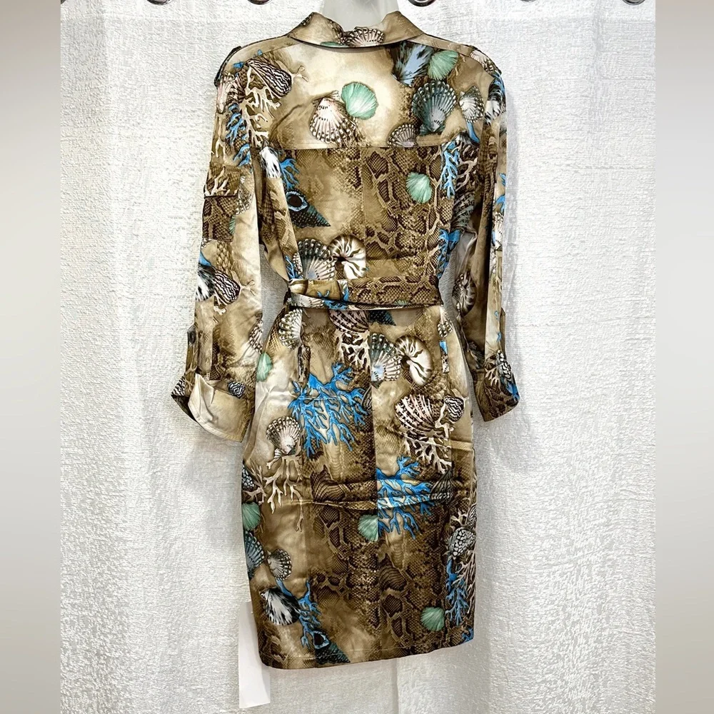 Gorgeous HTF Vintage Cache Shirt Dress NWT 8 M Beach Print Reef Seashell Animal - Picture 8 of 11